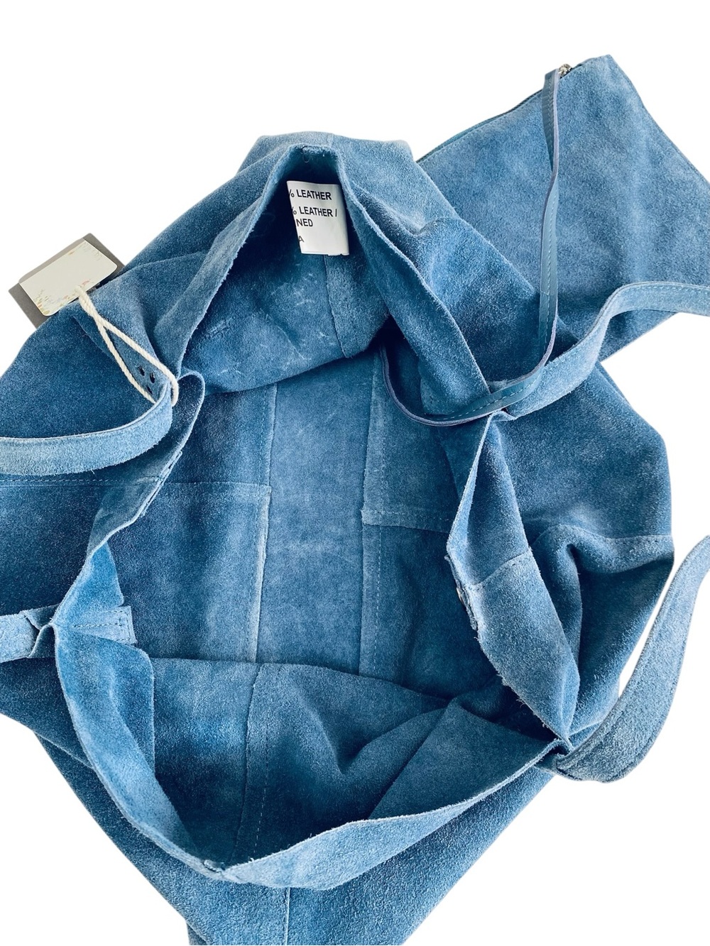 Haute Hippie Blue Suede Cinch Tote W/ Interior Pouch - Picture 5 of 8